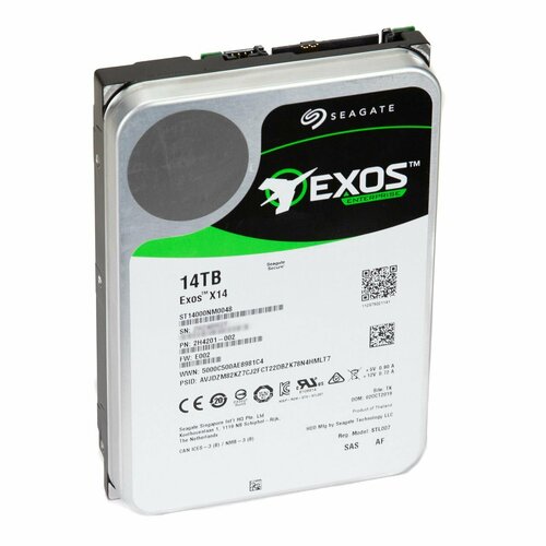 Жесткий диск Seagate Exos X14 ST14000NM0048 14Tb U12007200256Mb 12G AF 512e4Kn Helium MBTF 25M SAS 35 4900000₽