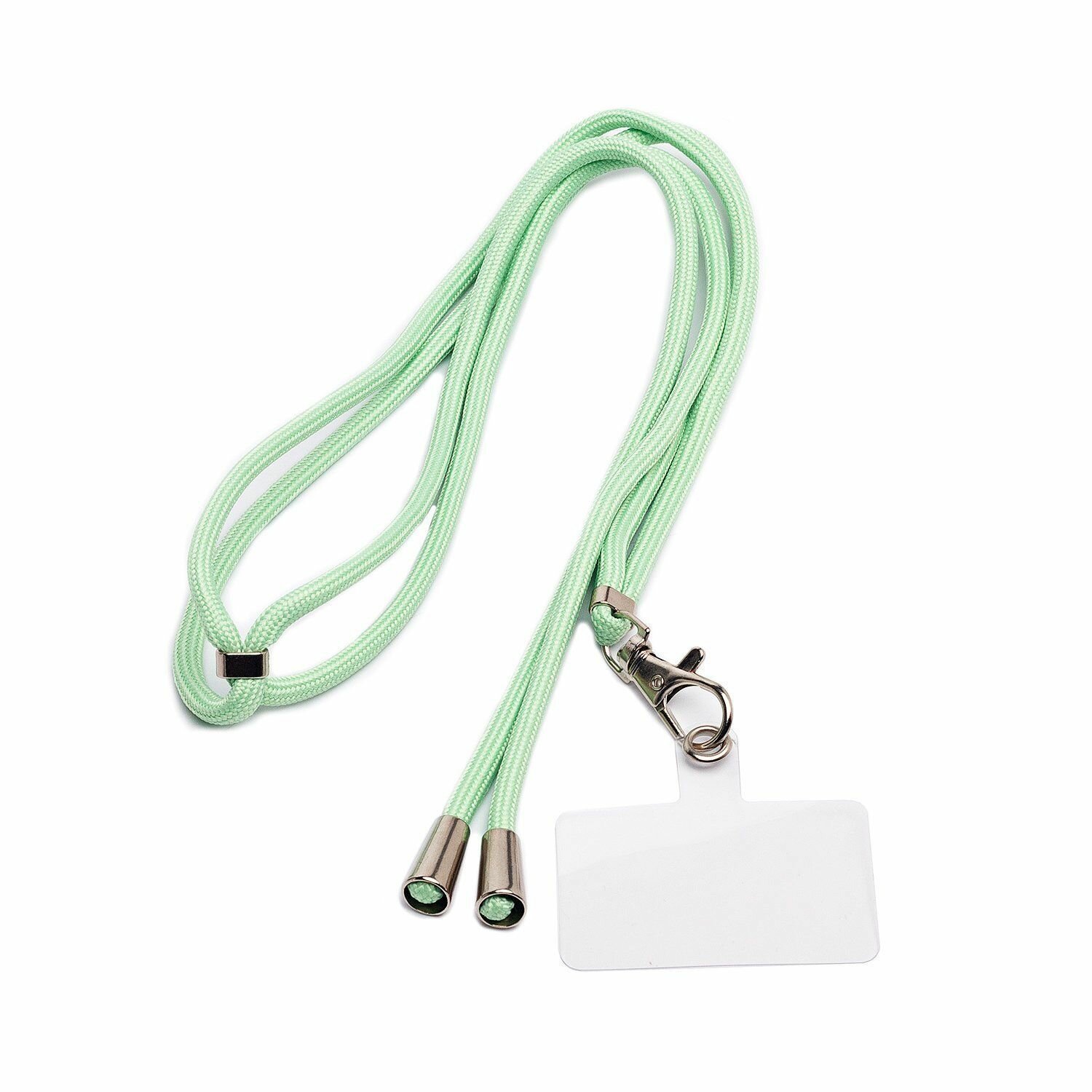 Шнурок для телефона с карабином / Текстильная цепочка через плечо и на шею круглая/ серо-зеленый
