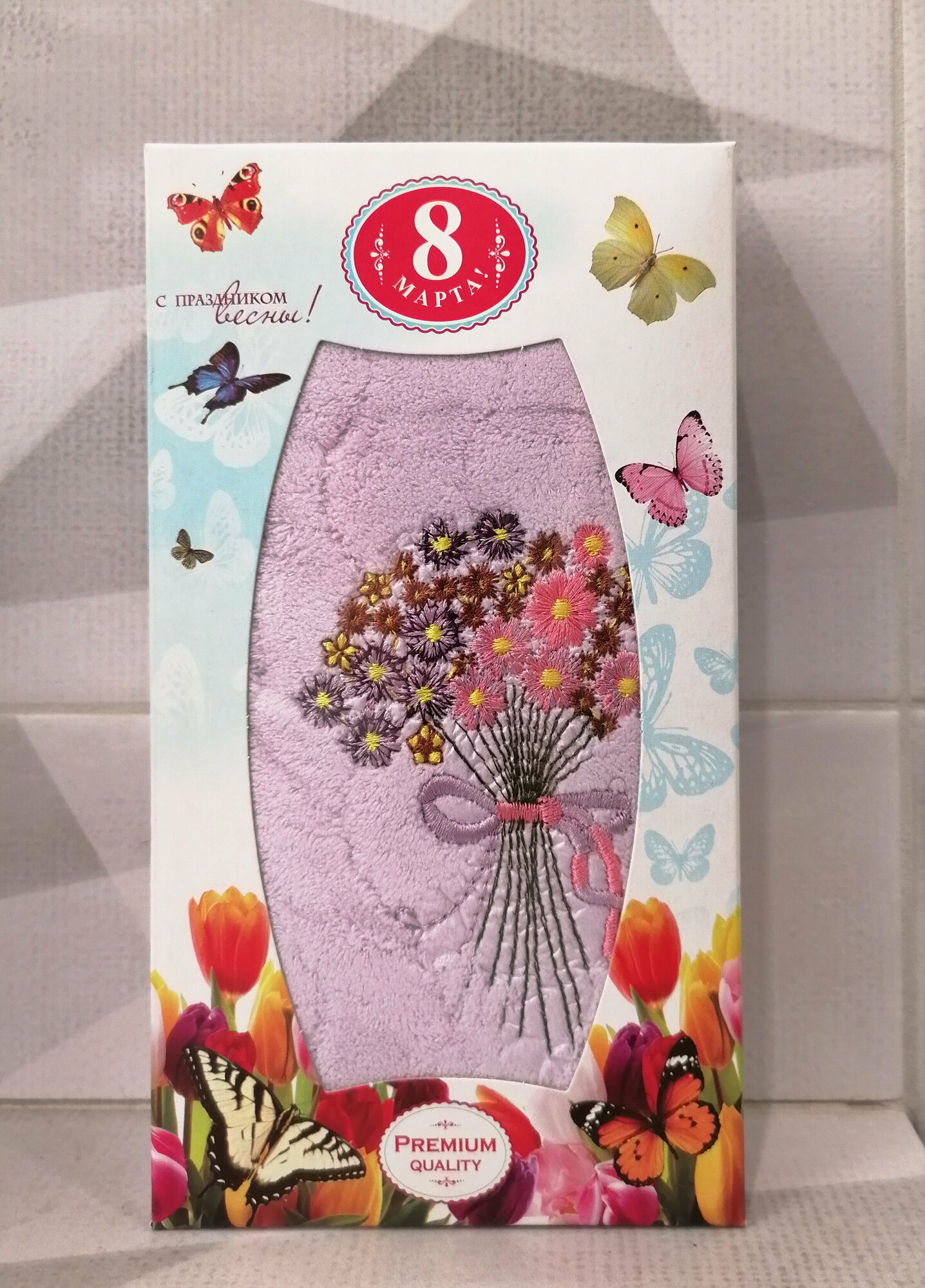 Полотенце "Цветы" 35х75 в подарочной коробке - фотография № 4