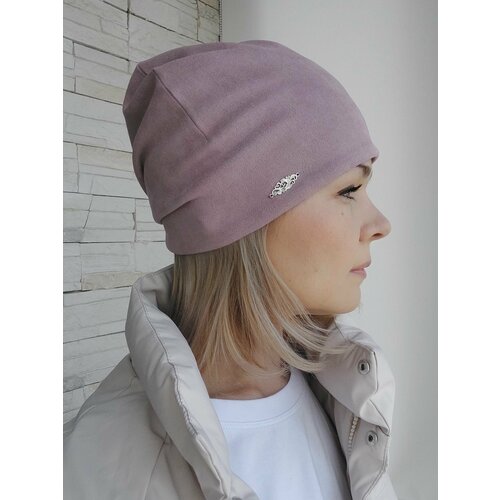 фото Шапка бини , размер 56, розовый нет бренда