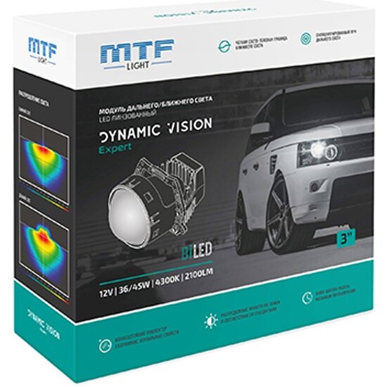 Модули Mtf Light линзованные Bi-LED серия DYNAMIC VISION 12В, 45Вт, 4300К, 3 д-ма, комп. 2шт.