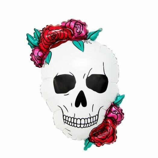 Воздушный шар череп с розами