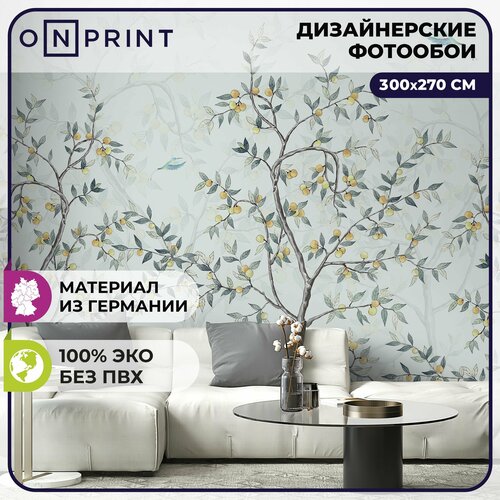 OnPrint Фотообои на стену ORANGE TREE бумажные для спальни комнаты Дерево с Апельсинами 300Х270