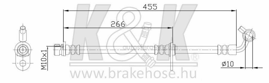 K&K FT1081 Шланг тормозной задн HONDA: CR-V III. (RE) 2.0i, 2.2 i-CTDi 4WD, 2.2 i-DTEC 4WD 01.07-