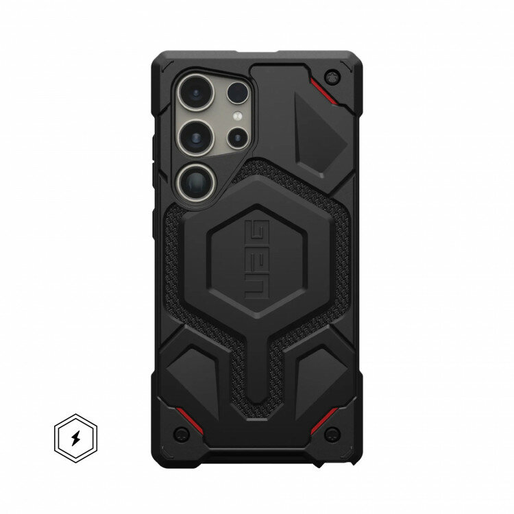 Чехол Uag Monarch PRO для Samsung Galaxy S24 Ultra совместим с MagSafe, чёрный (Kevlar-Black)