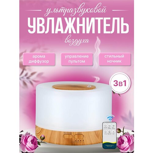 Увлажнитель воздуха с RGB подсветкой и пультом ДУ светло-коричневый 218300₽