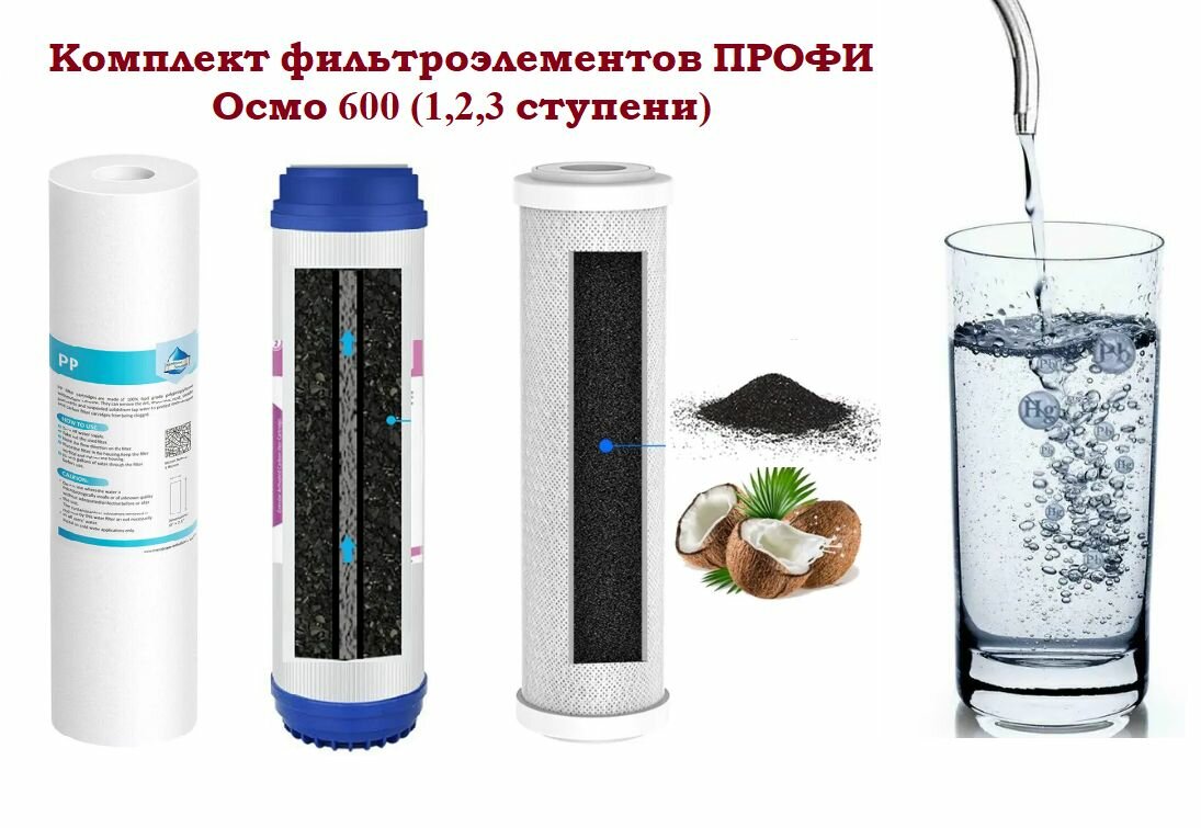 фото Комплект фильтроэлементов профи Осмо 600, 100М, Boost (1,2,3 ступени)