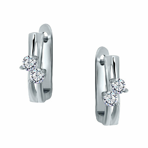 Серьги Fidelis, серебро, 925 проба, родирование, фианит, золотой