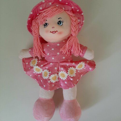 Мягкая кукла, мягконабивная кукла в розовом платье,42 см