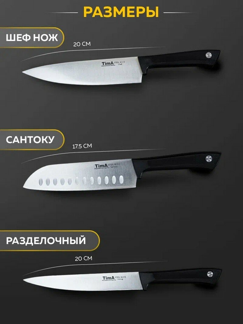 Набор из 5 ножей TimA BS-ST1 серия BlackSet