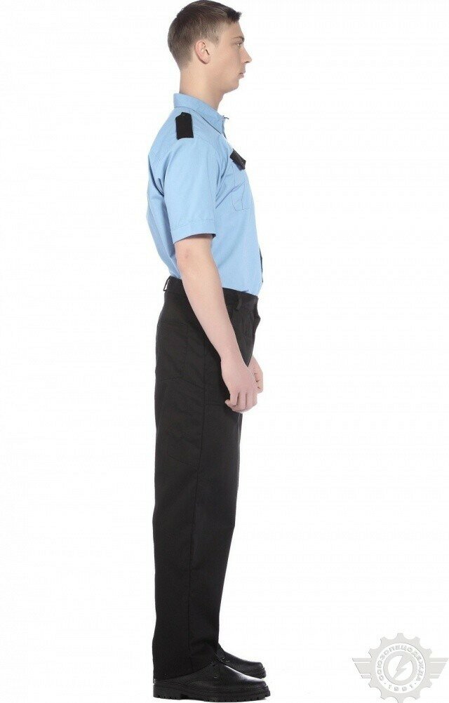 Рубашка охранника мужская страйк короткий рукав голубой 52-54/170-176
