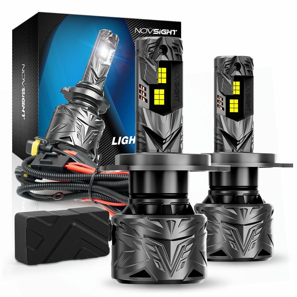 Светодиодная автомобильная LED лампа Novsight модель N70 Pro цоколь H4 - 240Вт/6500K (2 шт) Сверхмощная