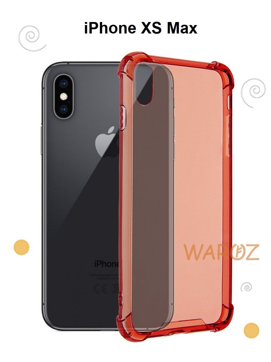 Чехол для смартфона Apple iPhone XS MAX силиконовый противоударный, бампер усиленный для телефона Айфон ХС макс прозрачный красный