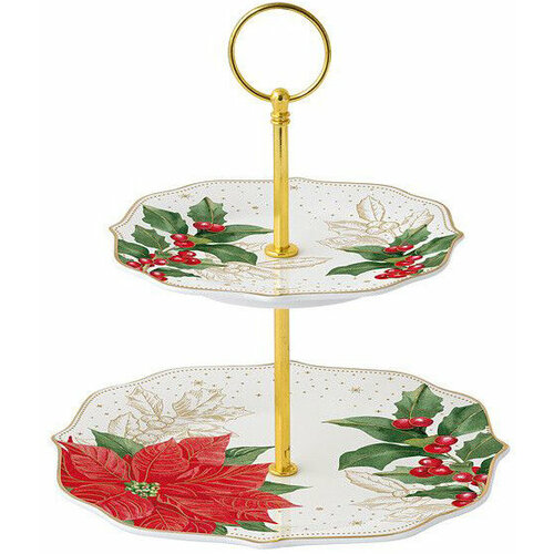 Ваза двухъярусная Пуансеттия и ягоды Высота 23 см 3020₽