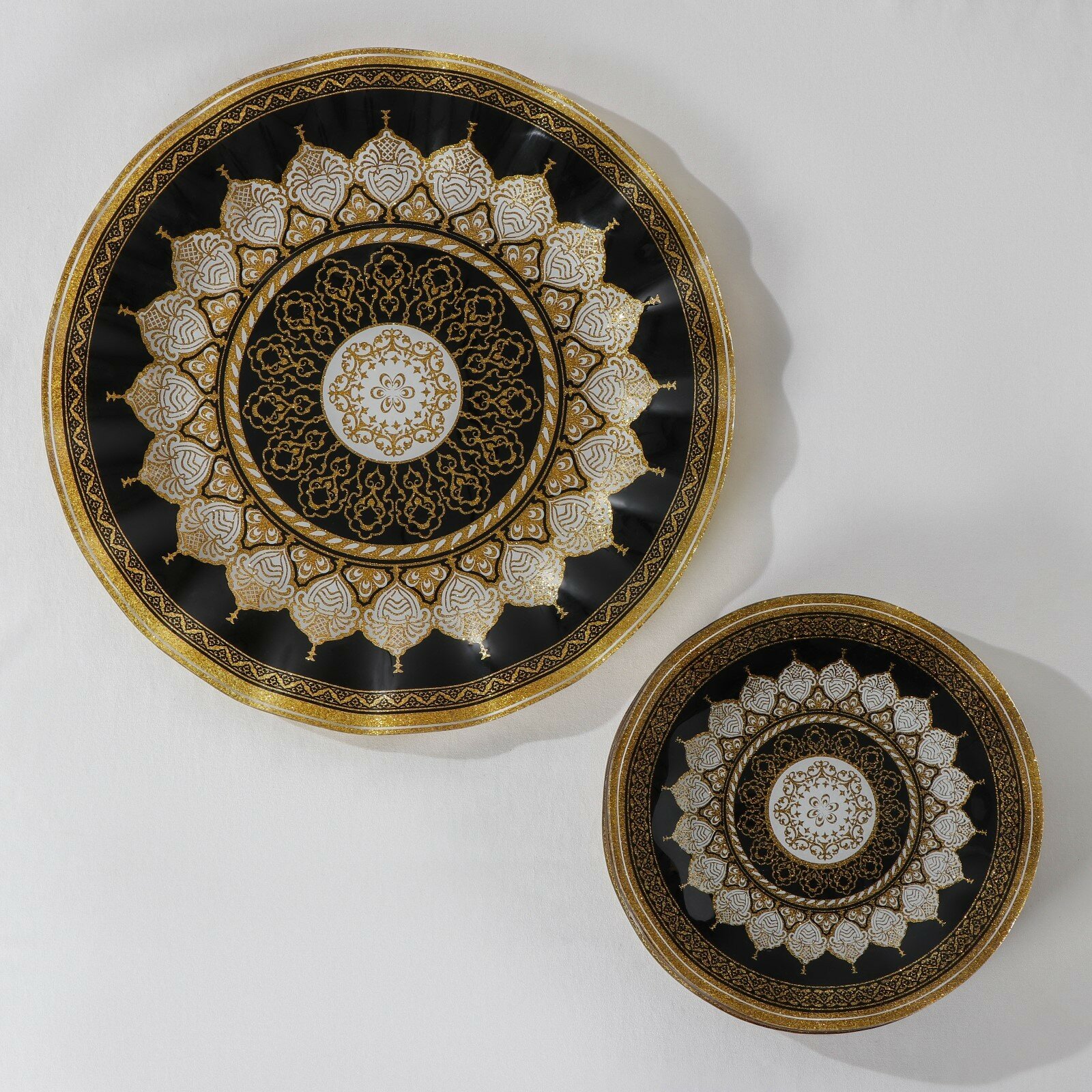 Набор столовый 7 предметов "Мехенди", (30 см - 1 шт, 18 см - 6 шт), цвет белый с черным 7458273
