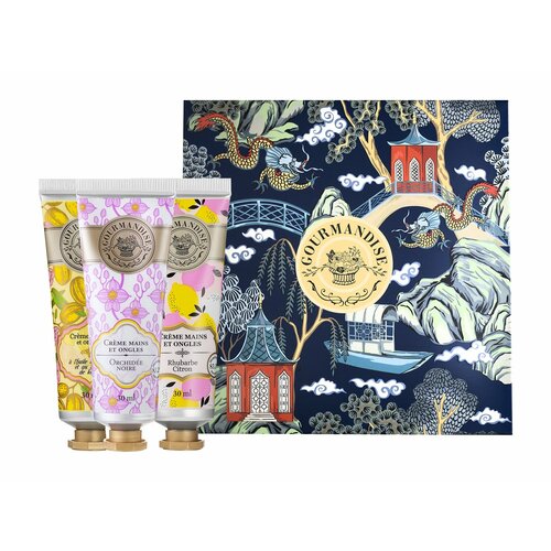 GOURMANDISE Набор Трио кремов для рукМиндальЧерная ОрхидеяРевень Лимон 3х30 мл 715₽