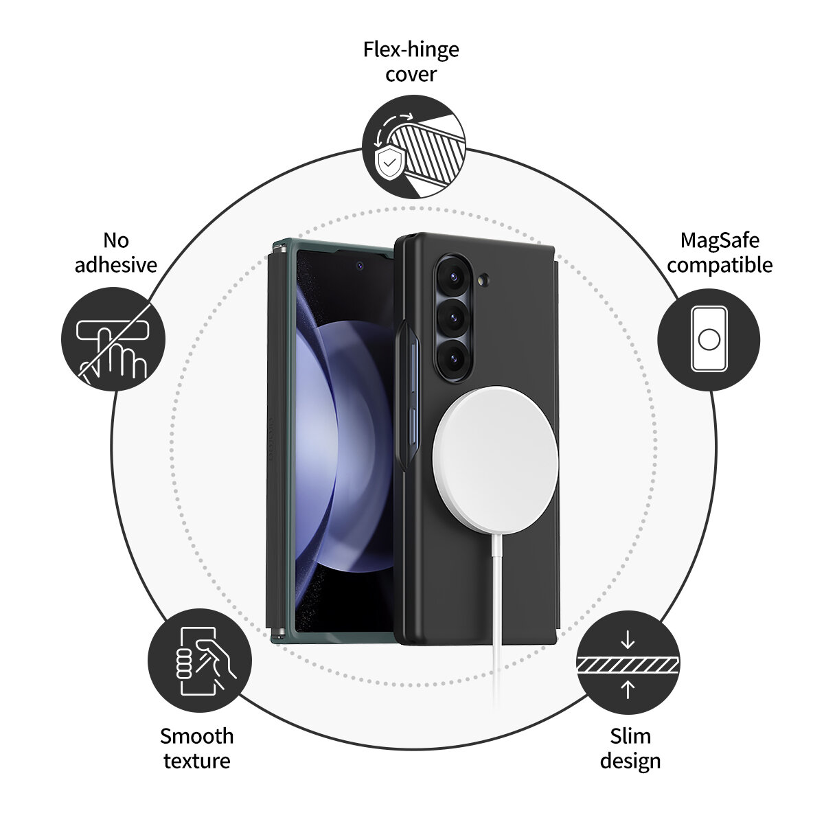 Чехол Araree Aero Flex M для Samsung Galaxy Z Fold6, поликарбонат/TPU, MagSafe совместимый — фото 1