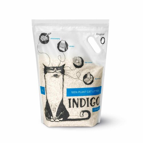 Наполнитель для кошачьего туалета растительный комкующийся Indigo Original 6л без аромата 940₽