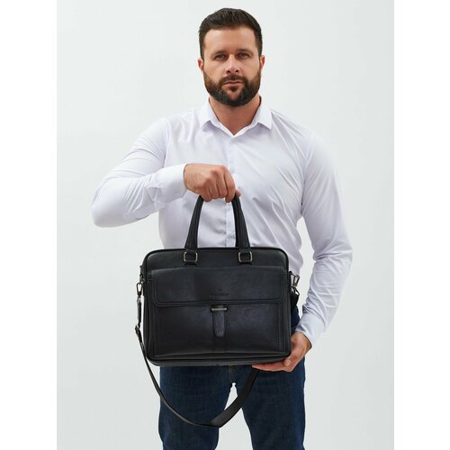 Портфель POUCHMAN фактура гладкая черный 4250₽