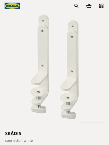 Изображение товара Крепление для панели IKEA SKÅDIS, для стола, сталь, белый, 2 шт