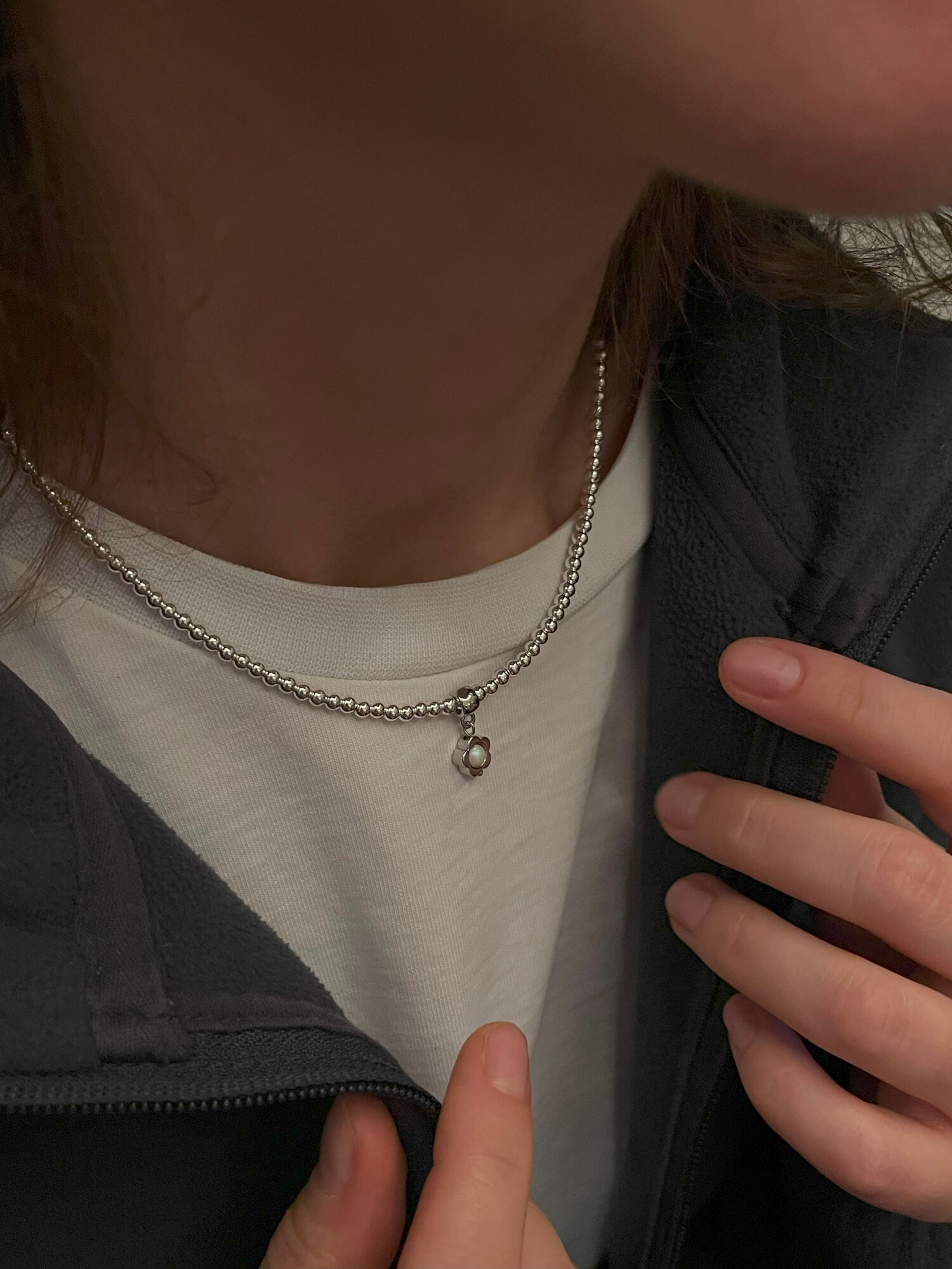 Чокер Oh Mary Did, гематит, жемчуг Swarovski синтетический, длина 37 см, розовый — фото 1