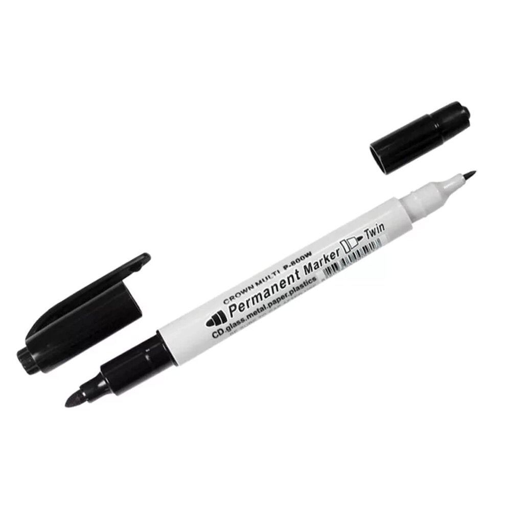 Маркер перманентный Crown Multi Marker Twin двухсторонний 2 мм/1 мм черный