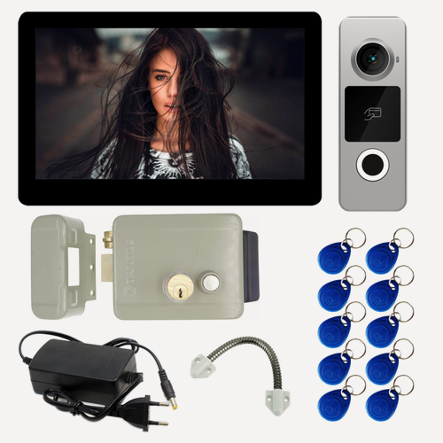 Изображение товара Видеодомофон Tantos NEO HD SE Tuya WiFi (черный) комплект с электромеханическим замком на калитку / iLexa HD EM никель