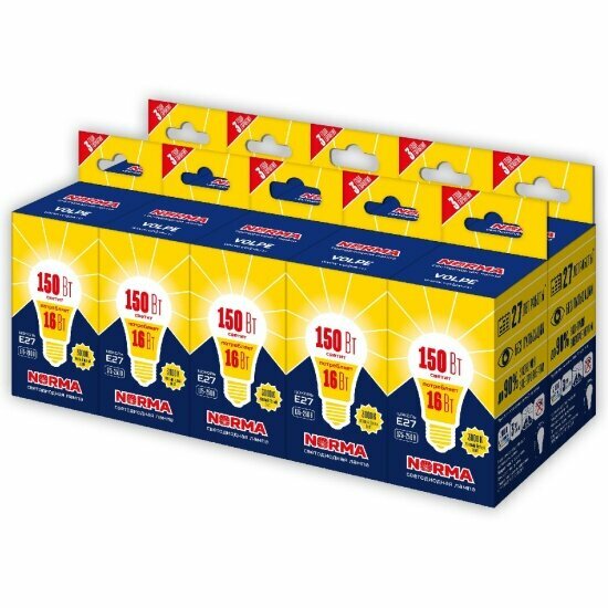 Светодиодная лампа Volpe LED-A60-16W/WW/E27/FR/NR Набор из 10штук