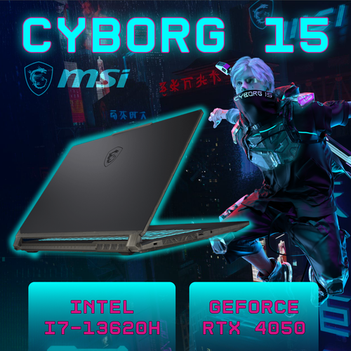 Ноутбук MSI Cyborg 15 Intel Core i7-13620H RTX 4050 16 ГБ 512ГБ SSD РусскаяАнглийская 93900₽