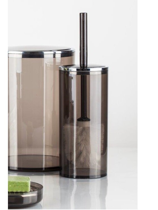 Туалетный ершик Primanova, белый, прозрачный, с подставкой, 11x11x35см