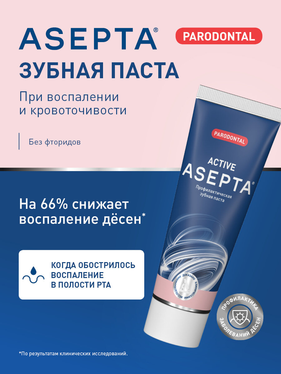 Зубная паста от кровоточивости десен Асепта Active 75 мл