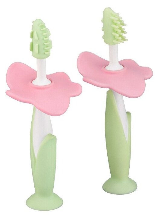 Набор: щетки детские зубные массажер для десен от ROXY-KIDS 2 шт, цвет салатовый