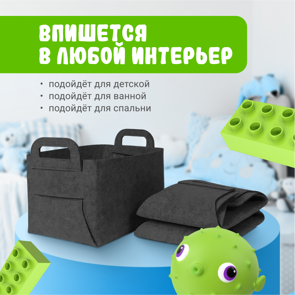 Корзина Zdk для хранения Homium серый laundry5 - фотография № 3