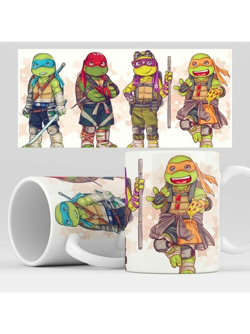 Кружка с принтом черепашки мутанты ниндзя, TMNT, Леонардо