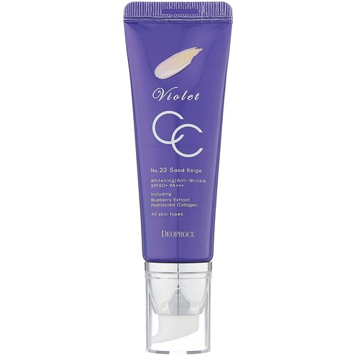 Deoproce CC крем Violet, SPF 49, 50 мл/50 г, оттенок: 23 sand beige, 1 шт.