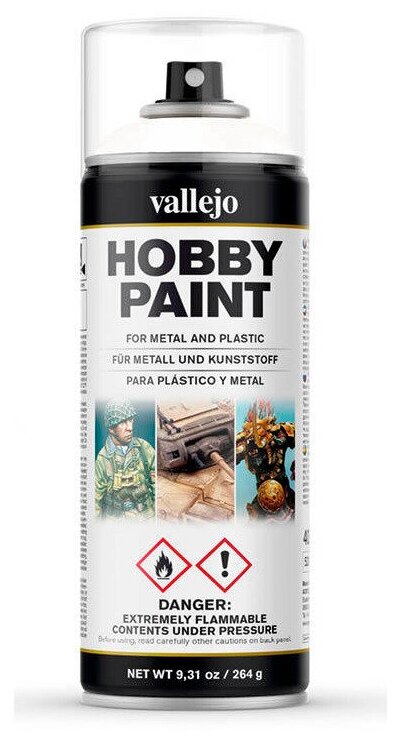 Аэрозольная грунтовка Vallejo серии Aerosol - White 28010 (400 мл)