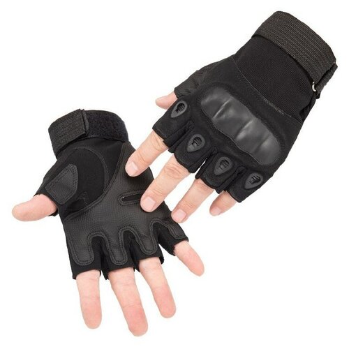 фото Тактически перчатки с карбоновой защитой без пальцев. спортивные перчатки для охоты, рыбалки и стрельбы, цвет черный, размер xl xxl китай