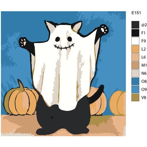 Детская картина по номерам E151 Хэллоуинский котик 30x30