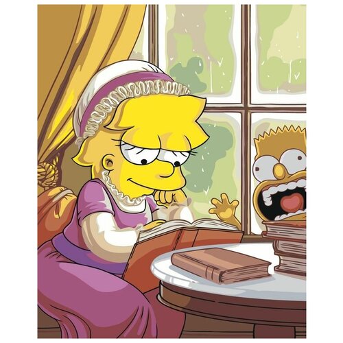 Картина по номерам на холсте на деревянном подрамнике Simpsons Симпсоны: Лиза и Барт, Раскраска 40x50 см, Мультфильмы картина по номерам на холсте на деревянном подрамнике simpsons симпсоны лиза барт и мэгги зимой раскраска 40x60 см мультфильмы
