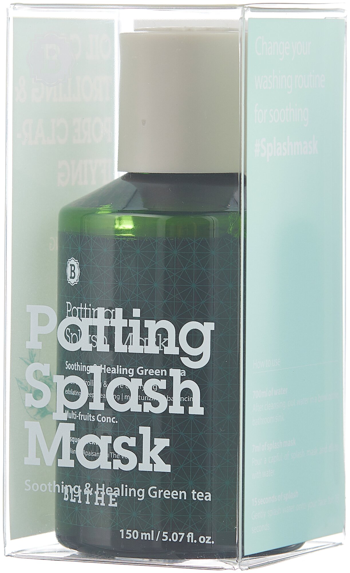 Blithe Patting Splash Mask Soothing & Healing Green Tea Сплэш-маска для лица с экстрактом зелёного чая, 150 мл, 150 мл