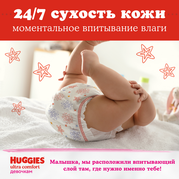 Подгузники Huggies Ultra Comfort для девочек 4 (8-14 кг), 66 шт - фото №5