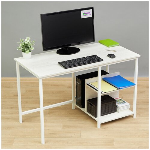 Стол компьютерный Исседон 2СW сосна битон белый/белый Ш120/Г60 со скрытым расположением системного блока