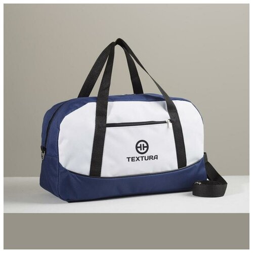 фото Сумка спортивная, отдел на молнии, наружный карман, длинный ремень, цвет синий/белый mikimarket