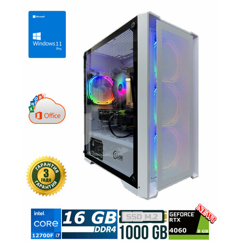 Игровой компьютер Point C3 White (i7 12700F/RAM 16 GB/SSD M2 1 TB/RTX 4060 8 GB/800W/WINDOWS 11)