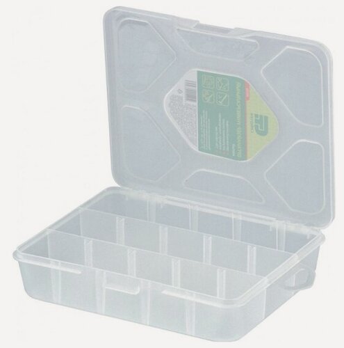 Изображение товара Органайзер Сибртех 90726, универсальный, малый, прозрачный матовый 19х16х4,5 см