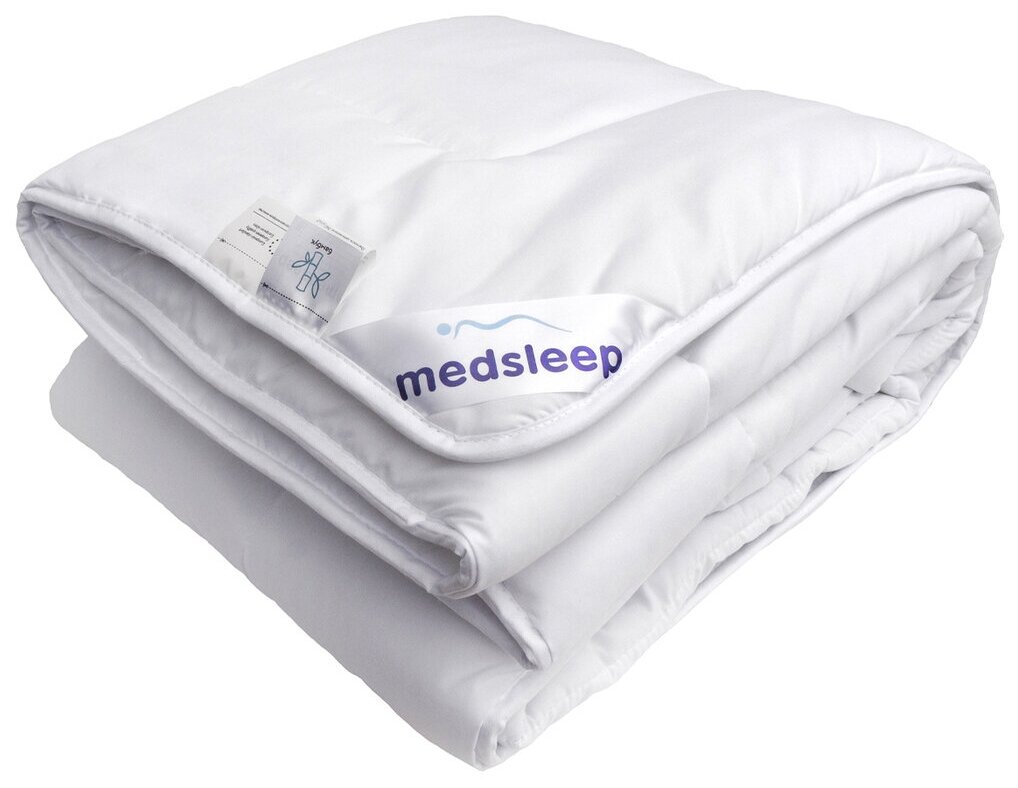 Одеяло Medsleep DAO, бамбуковое волокно и микроволокно «Лебяжий пух» Ultra Soft 2-x спальный, 175x200, Всесезонное, с наполнителем Бамбуковое волокно, Лебяжий пух