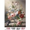 Рисовая бумага для декупажа А4 ультратонкая салфетка 1559 цветы пионы ваза натюрморт винтаж крафт Milotto - изображение