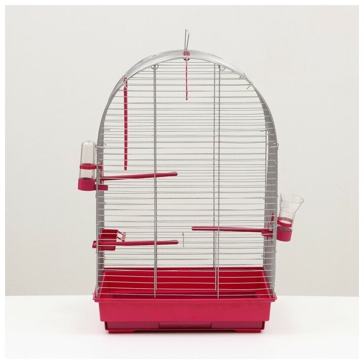 Клетка для птиц "Пижон" №101, хром , укомплектованная, 41х30х65 см, рубиновая - фотография № 10