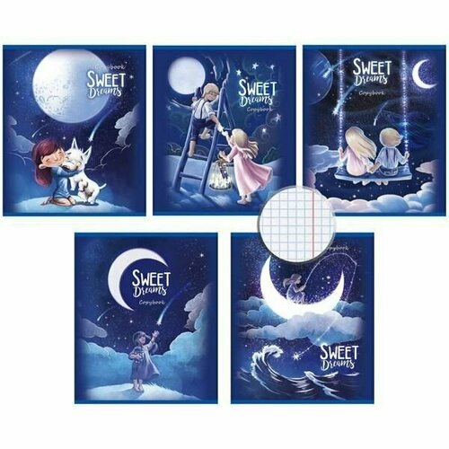 Набор тетрадей Лунные сны в клетку - 5 штук 48 листов 735₽