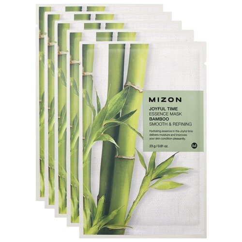 Mizon Joyful Time Essence Mask Bamboo тканевая маска с экстрактом стебля бамбука, 23 г, 5 уп.